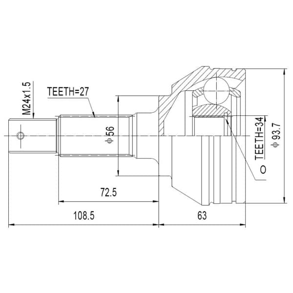 Kit homocinetica lara 172mm s10/blazer