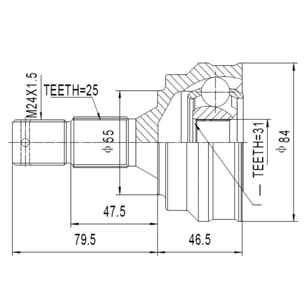 Kit homocinetica lara 31 estrias# 405