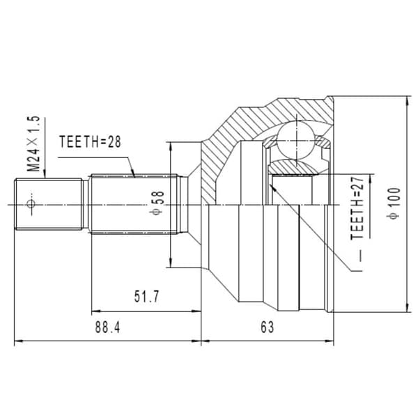 Kit homocinetica lara (28ex 27in) 307 1.9