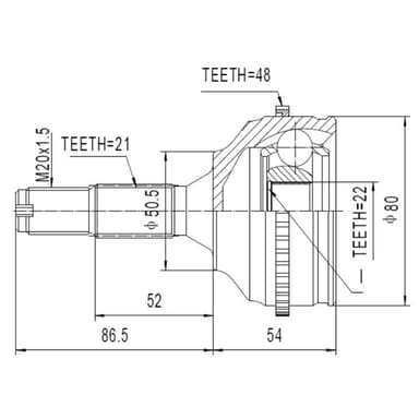 KIT HOMOCINETICA LARA 21E 22I  ABS         106/206