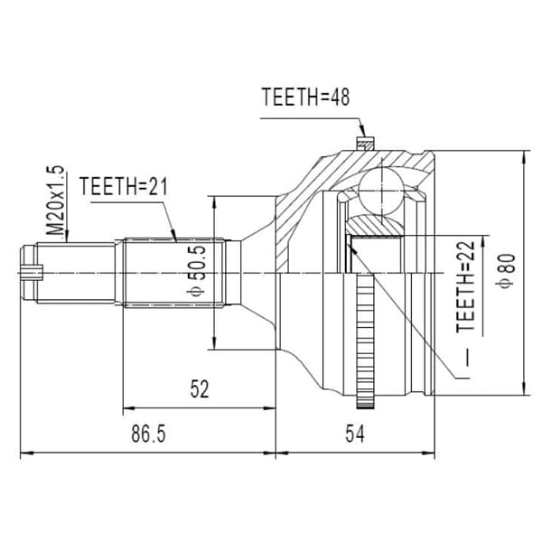 Kit homocinetica lara 21e 22i abs 106/206