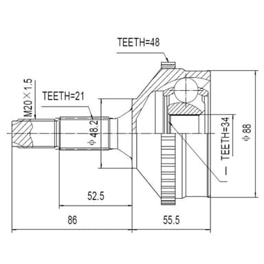 KIT HOMOCINETICA LARA 21E 34I  C/ABS         206 D