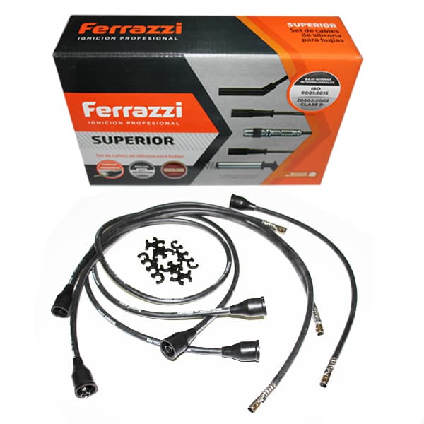 Juego cables bujia silicona ferrazzi c/bobina larg