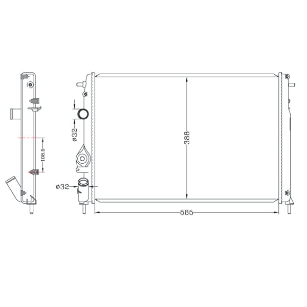 Radiador agua imp brazado logan 1.5 dci k9k 07/