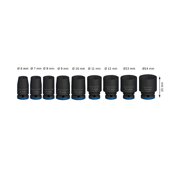 Juego de dado impacto 1/4" standart 9-pc