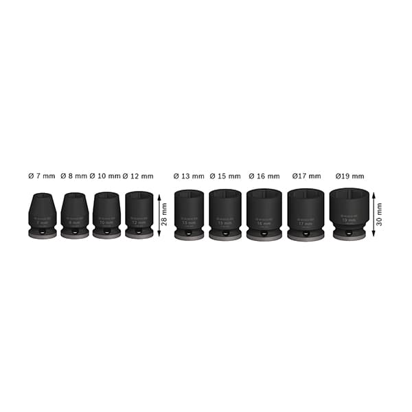 Juego de dados de impacto 3/8" standart 9-pc