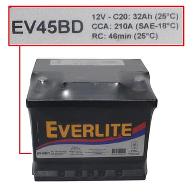 BATERIA  EVERLITE 45Amp/h +DER     210x175x179