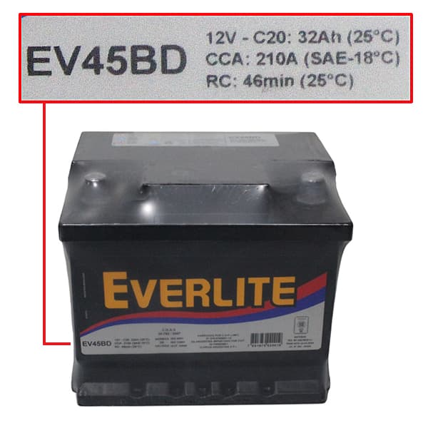 Bateria everlite 45amp/h +der 210x175x179